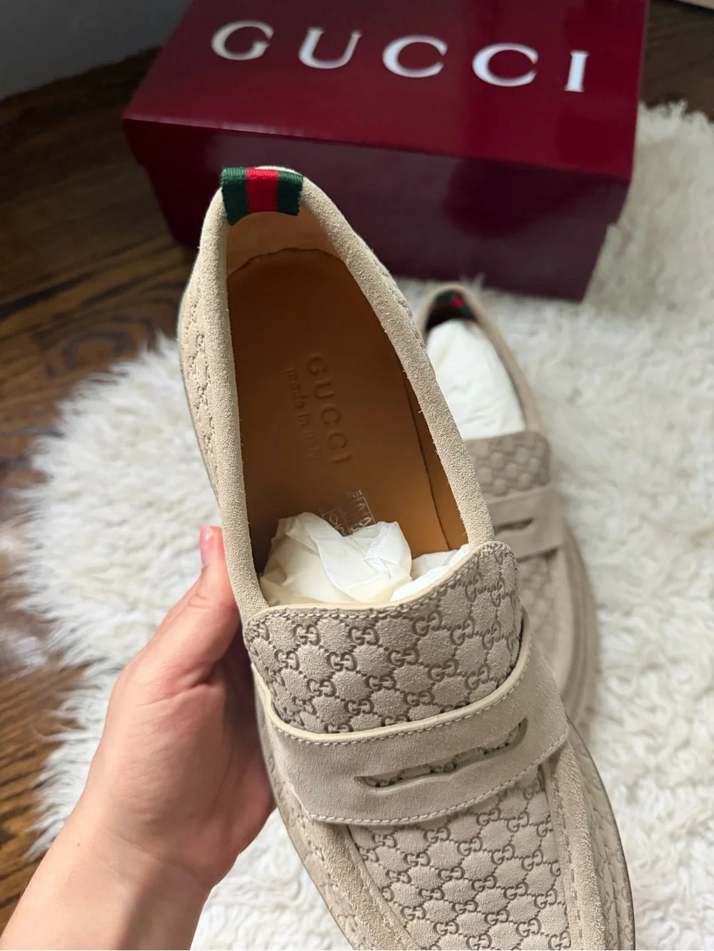 Gucci Web GG Suede Loafers